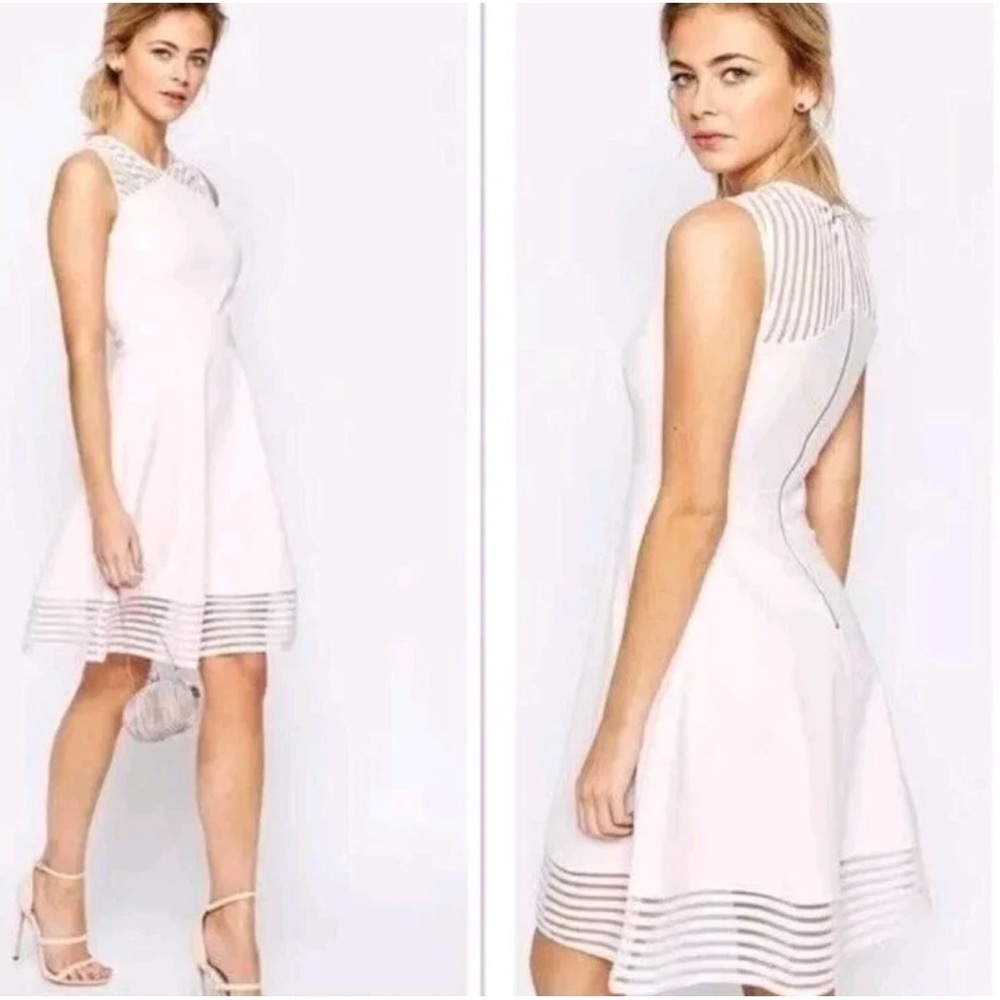Ted Baker London Eleese Mesh Detail Skater Dress Light Pink – Size 1 (US 4) - Picture 3 of 9